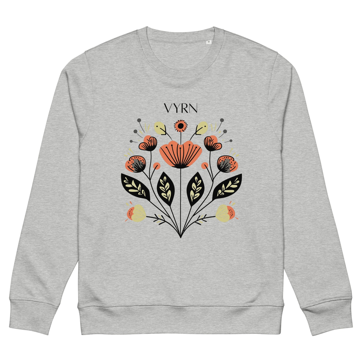 Heather Grey - The Desert Flora Sweatshirt. Sustainable organic cotton fleece featuring detailed botanical illustration.