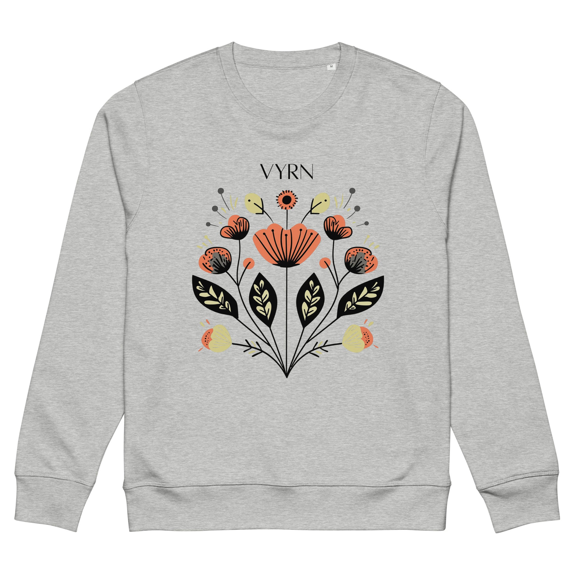 Heather Grey - The Desert Flora Sweatshirt. Sustainable organic cotton fleece featuring detailed botanical illustration.