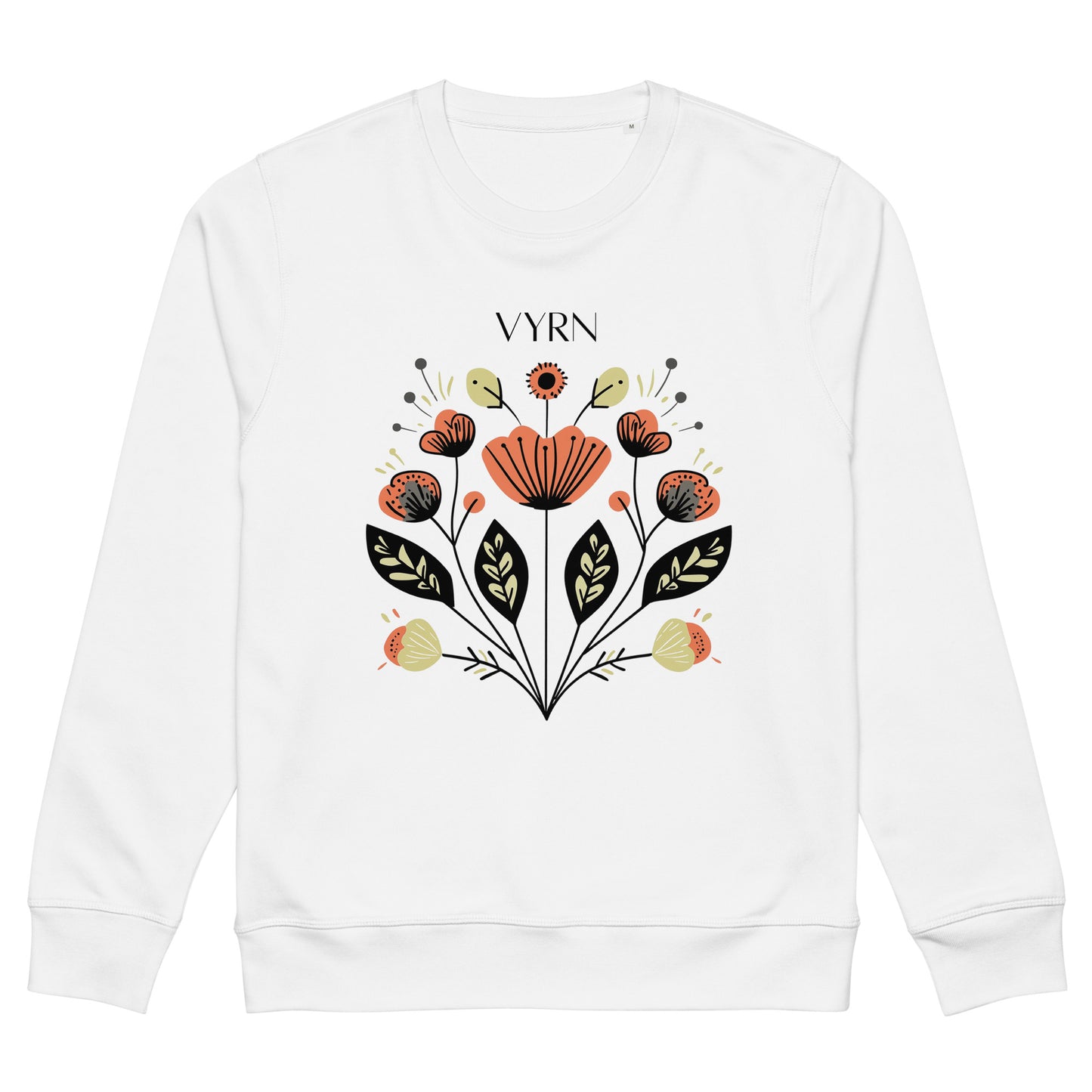 White - The Desert Flora Sweatshirt. Premium eco-friendly sweatshirt with minimalist desert flora graphic.