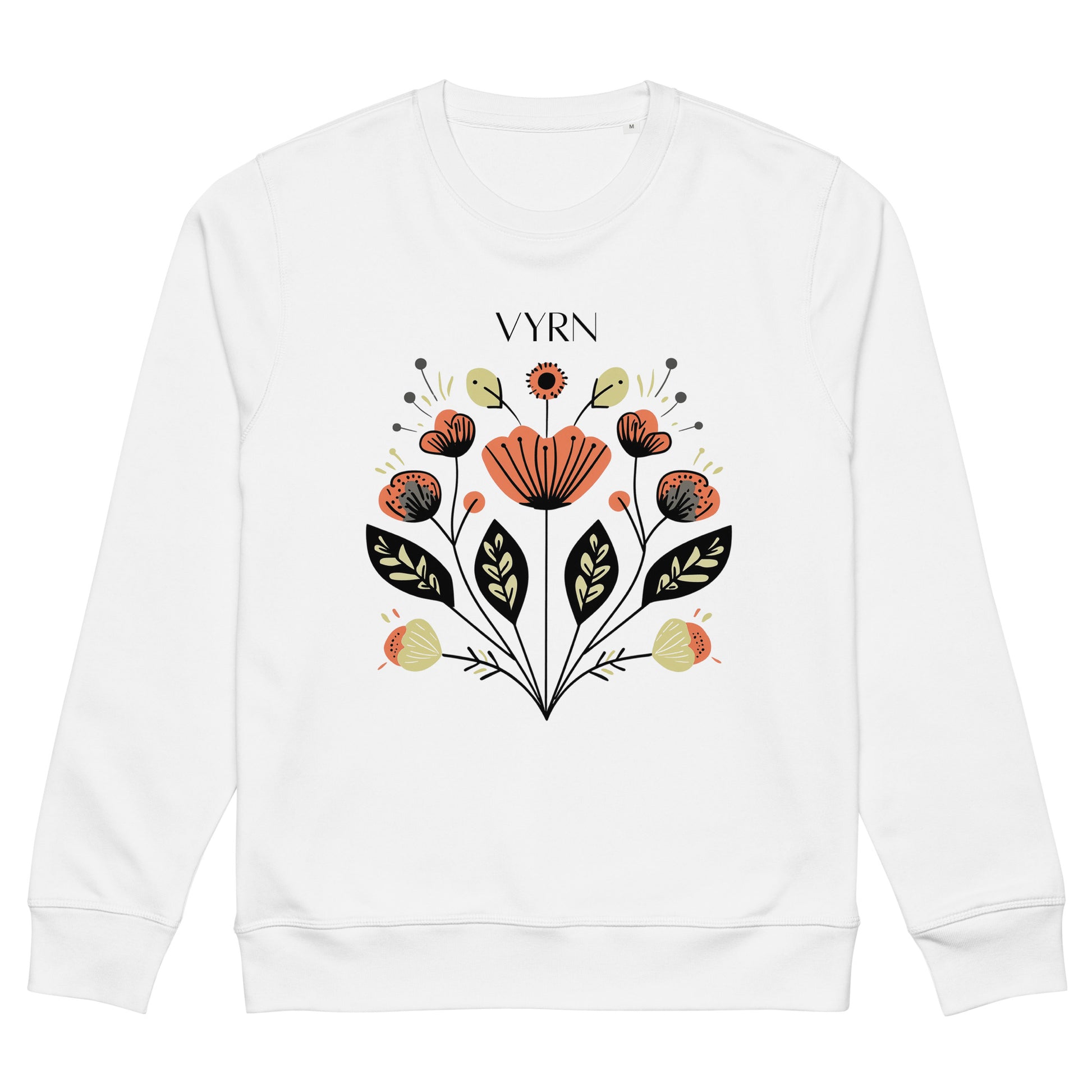 White - The Desert Flora Sweatshirt. Premium eco-friendly sweatshirt with minimalist desert flora graphic.