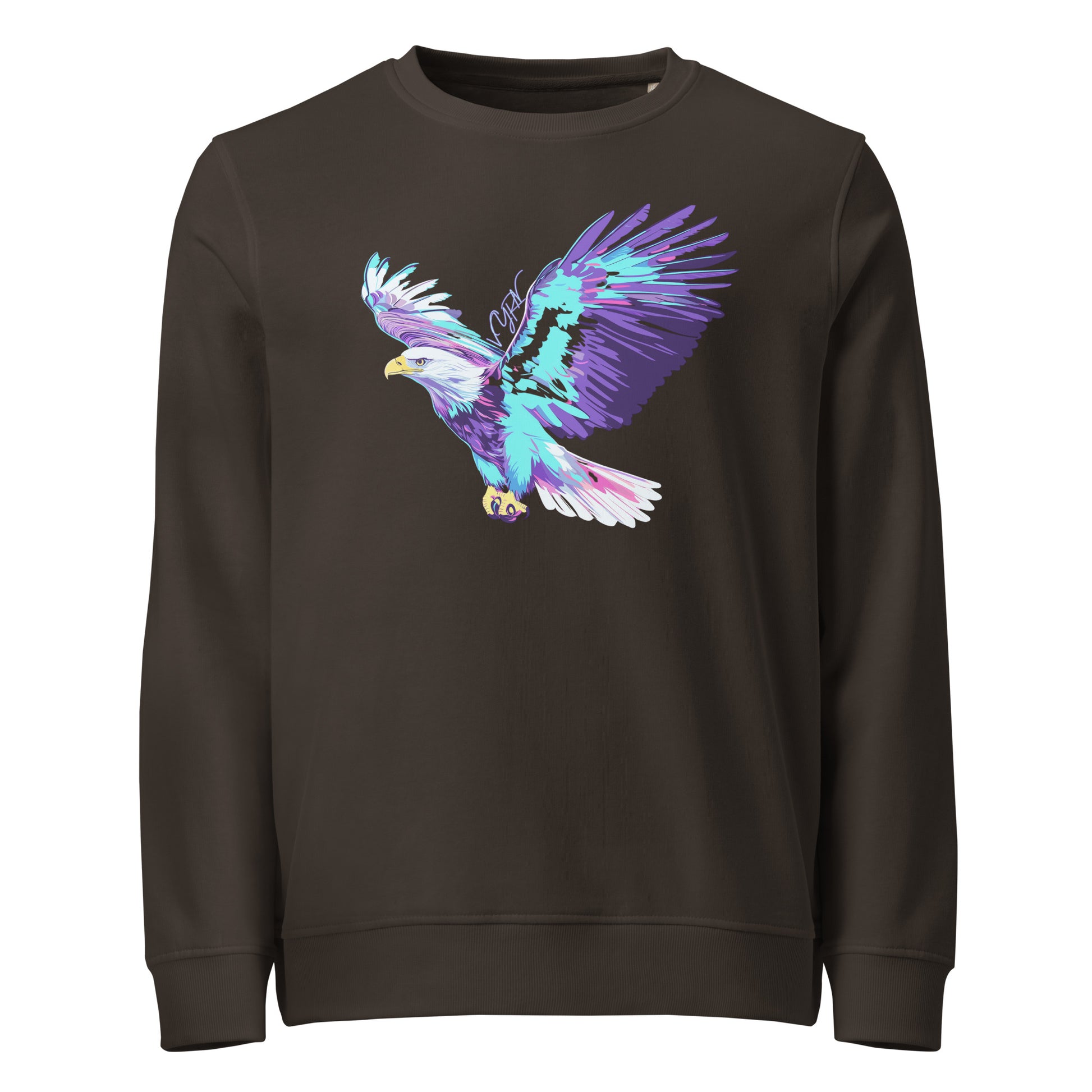 Deep Charcoal Grey Flat lay of The Aether Eagle Sweatshirt, a premium heavyweight organic cotton sweatshirt by VYRN