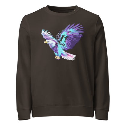 Deep Charcoal Grey Flat lay of The Aether Eagle Sweatshirt, a premium heavyweight organic cotton sweatshirt by VYRN