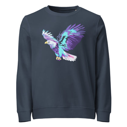 French Navy Flat lay of The Aether Eagle Sweatshirt, a premium heavyweight organic cotton sweatshirt by VYRN