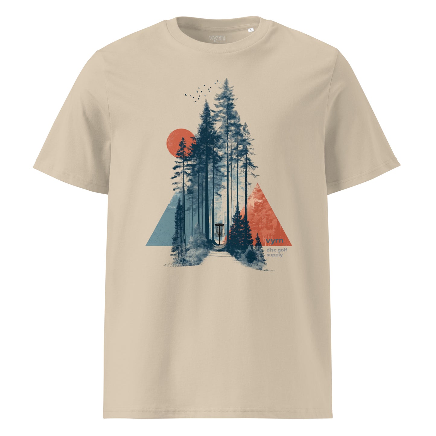 desert dust vyrn-forest-glide-core-tee-organic-cotton-front Flat lay of The Forest Glide Tee, a premium 100% organic cotton sustainable tee by VYRN