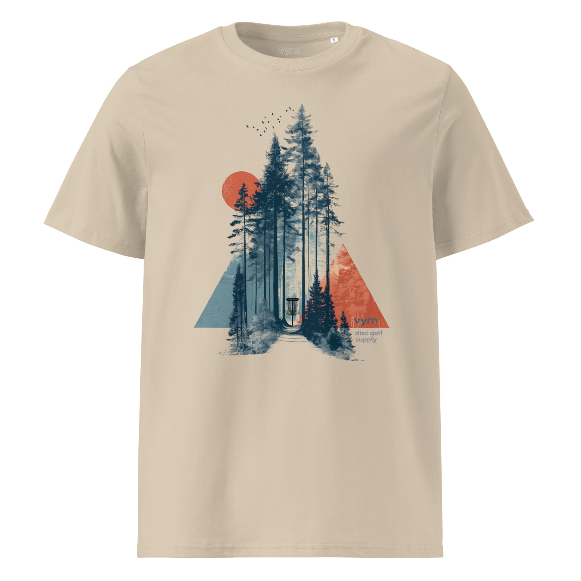 desert dust vyrn-forest-glide-core-tee-organic-cotton-front Flat lay of The Forest Glide Tee, a premium 100% organic cotton sustainable tee by VYRN