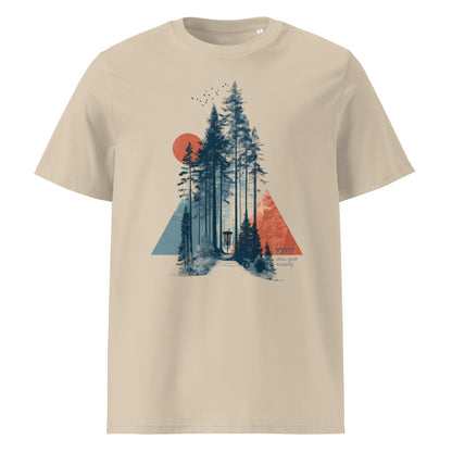 desert dust vyrn-forest-glide-core-tee-organic-cotton-front Flat lay of The Forest Glide Tee, a premium 100% organic cotton sustainable tee by VYRN