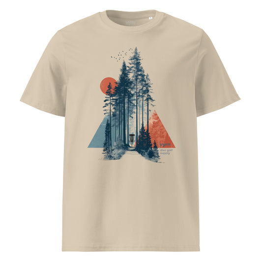 desert dust vyrn-forest-glide-core-tee-organic-cotton-front Flat lay of The Forest Glide Tee, a premium 100% organic cotton sustainable tee by VYRN