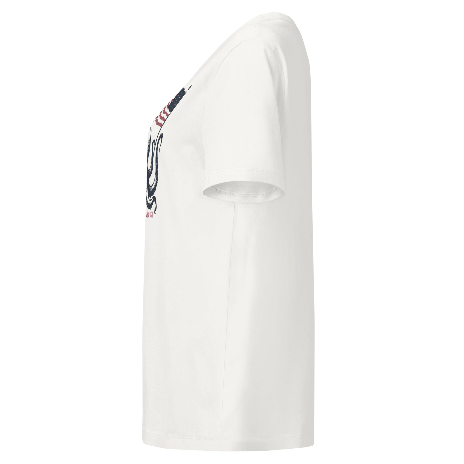 off White tee with a circular hole on a white background