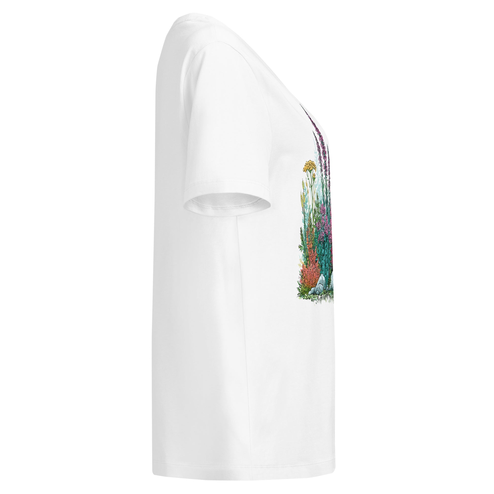 White tee with a colorful underwater scene on a white background