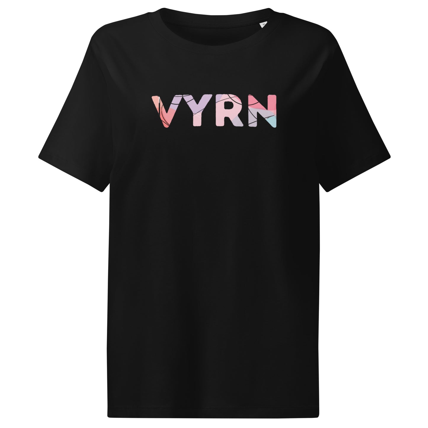 Black Flat lay of The Vyrn Signature Tee, a premium women's organic cotton ribbed tee by VYRN