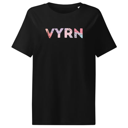 Black Flat lay of The Vyrn Signature Tee, a premium women's organic cotton ribbed tee by VYRN