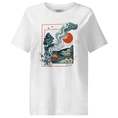 Cool Heather Grey Flat lay of The Solar Current Tee, a premium women's organic cotton ribbed tee by VYRN