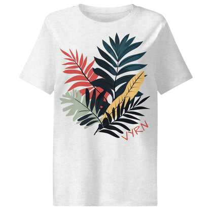 Cool Heather Grey Flat lay of The Canopy Shadow Tee, a premium women's organic cotton ribbed tee by VYRN