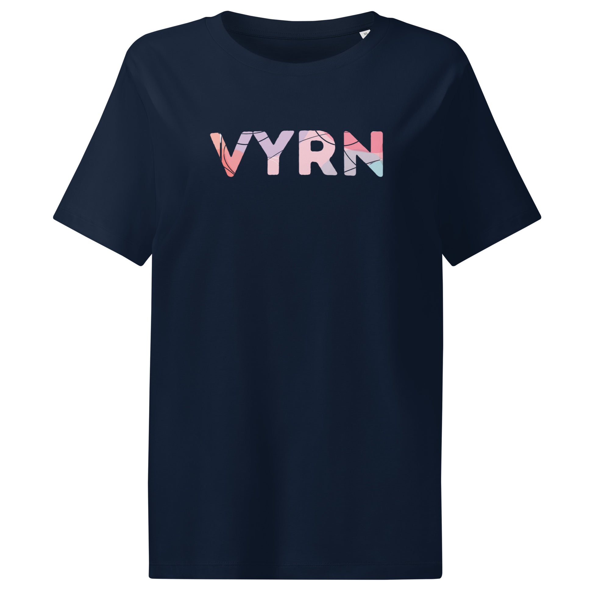 French Navy Flat lay of The Vyrn Signature Tee, a premium women's organic cotton ribbed tee by VYRN