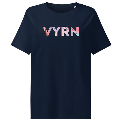 French Navy Flat lay of The Vyrn Signature Tee, a premium women's organic cotton ribbed tee by VYRN
