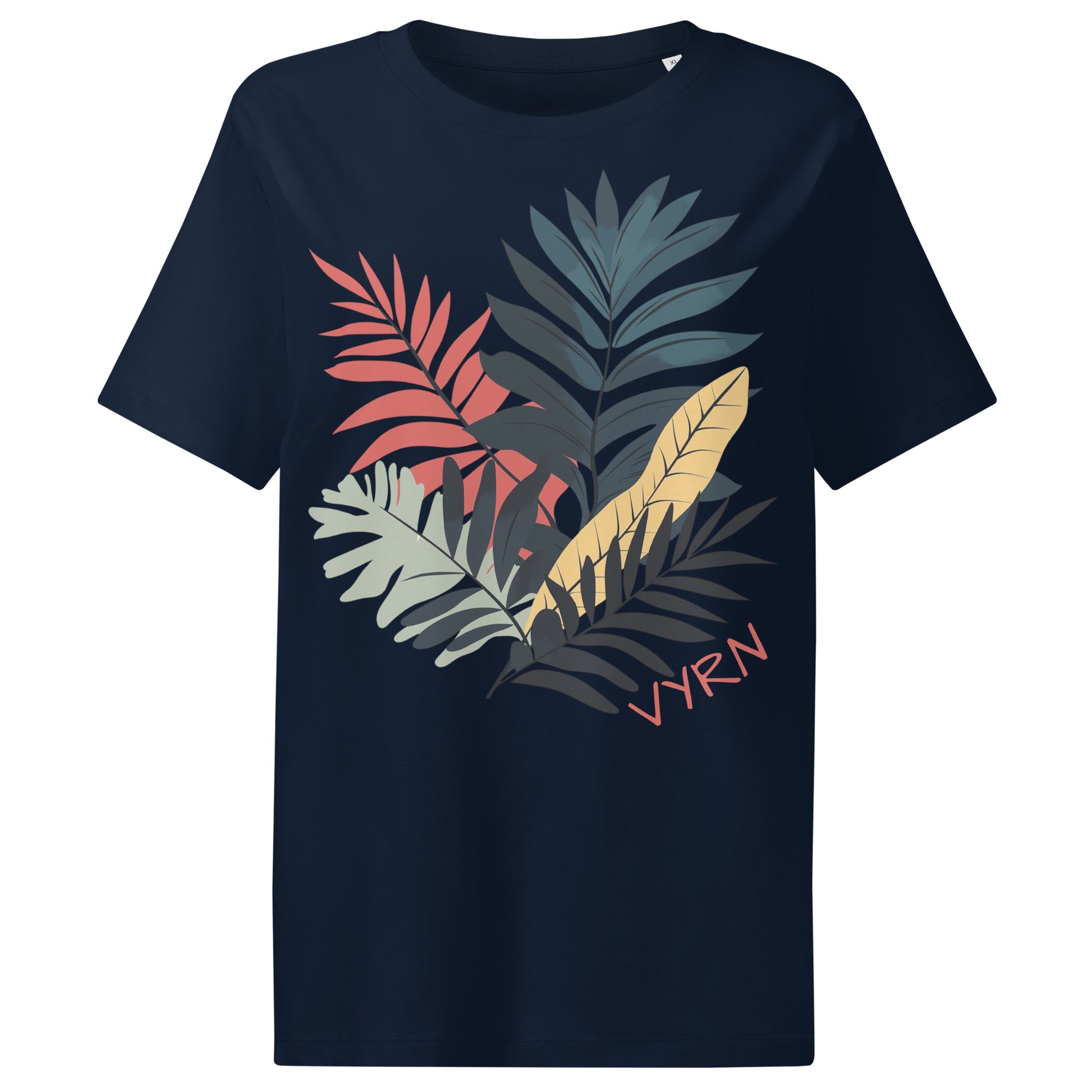 French Navy Flat lay of The Canopy Shadow Tee, a premium women's organic cotton ribbed tee by VYRN
