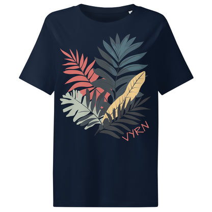 French Navy Flat lay of The Canopy Shadow Tee, a premium women's organic cotton ribbed tee by VYRN