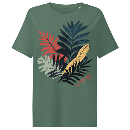Green Bay Flat lay of The Canopy Shadow Tee, a premium women's organic cotton ribbed tee by VYRN