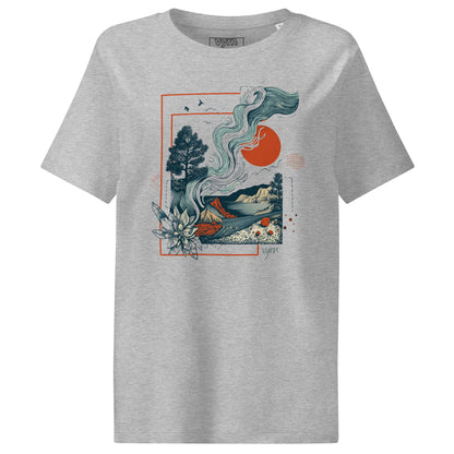 Heather Grey Flat lay of The Solar Current Tee, a premium women's organic cotton ribbed tee by VYRN
