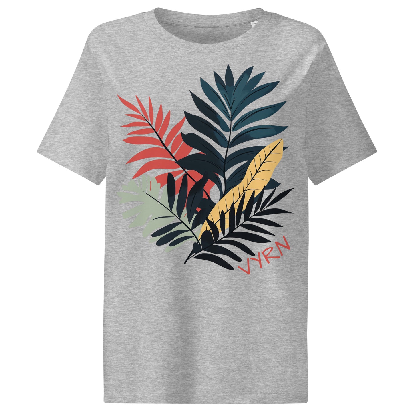 Heather Grey Flat lay of The Canopy Shadow Tee, a premium women's organic cotton ribbed tee by VYRN