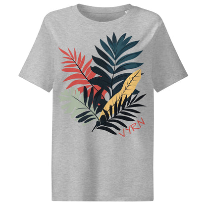 Heather Grey Flat lay of The Canopy Shadow Tee, a premium women's organic cotton ribbed tee by VYRN