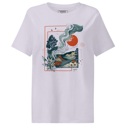 Lavender Flat lay of The Solar Current Tee, a premium women's organic cotton ribbed tee by VYRN